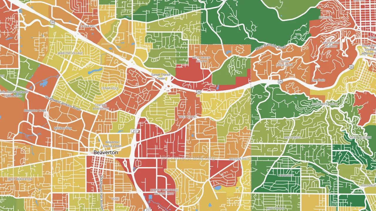 97225, OR Map of Theft Rates