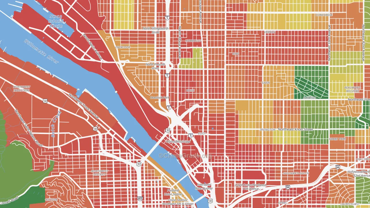 97227, OR Map of Theft Rates