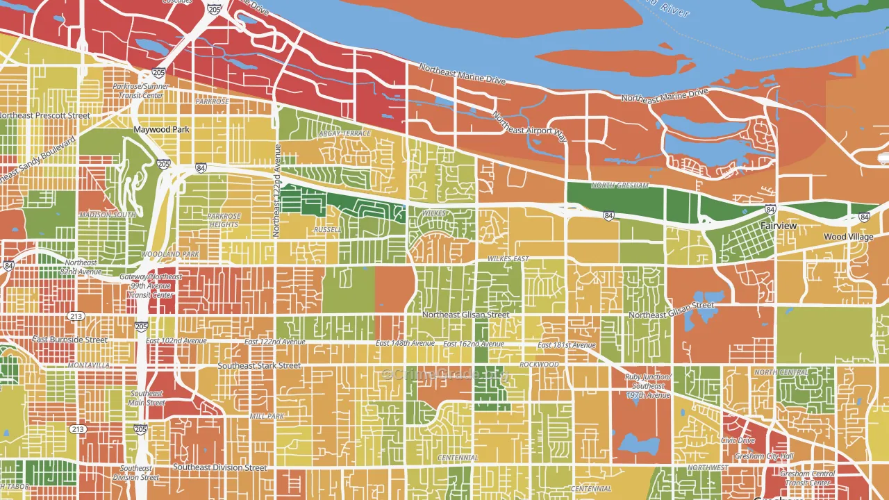 97230, OR Map of Theft Rates