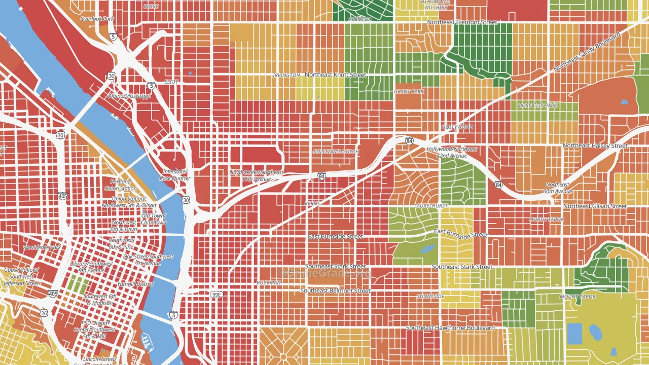 97232, OR Map of Theft Rates