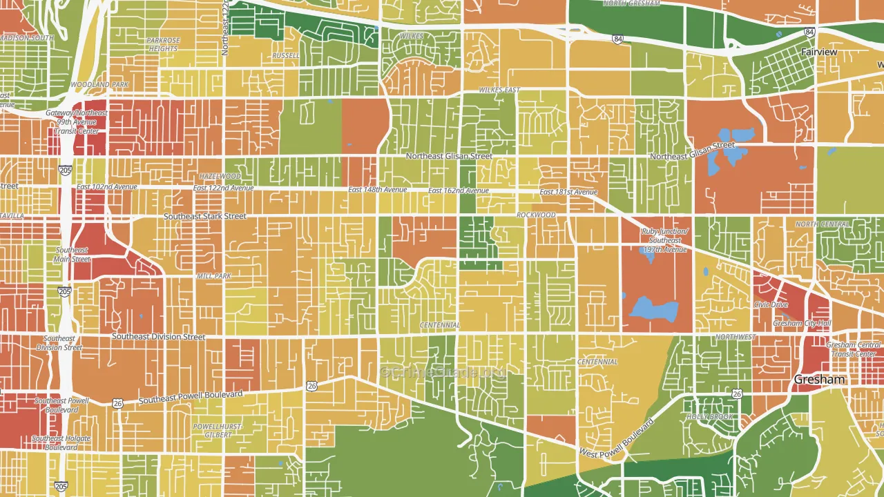 97233, OR Map of Theft Rates