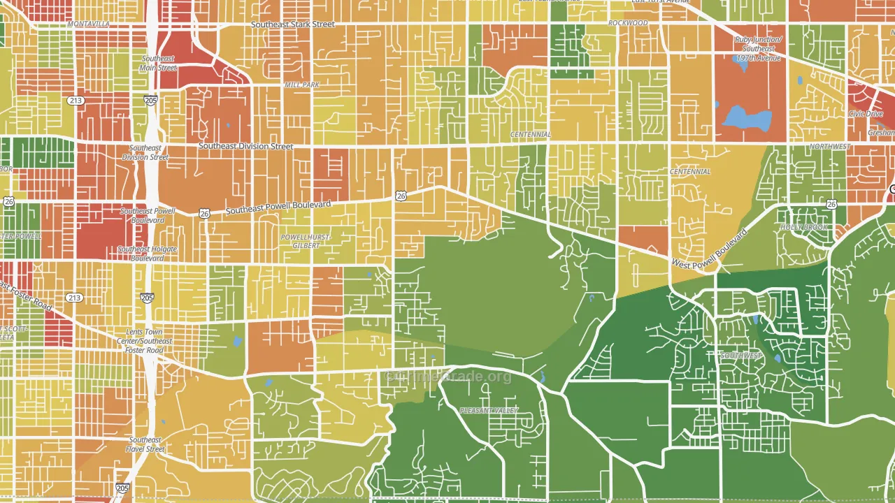 97236, OR Map of Theft Rates