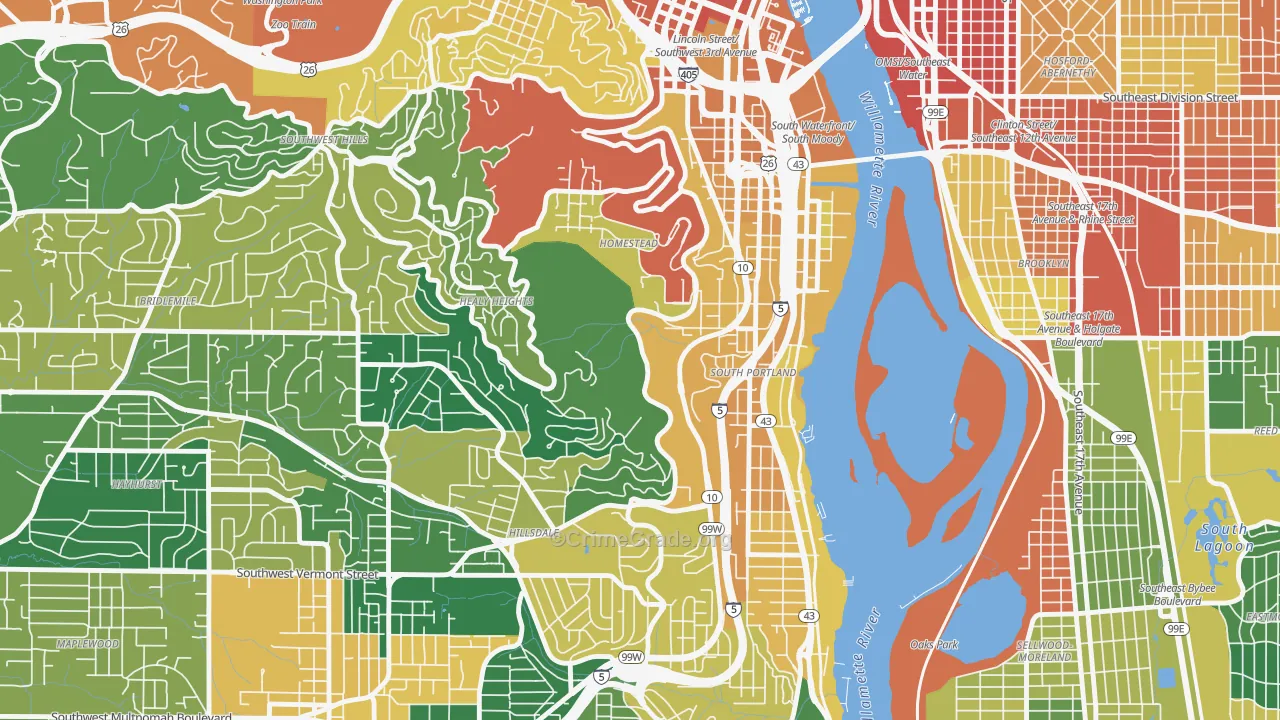 97239, OR Map of Theft Rates