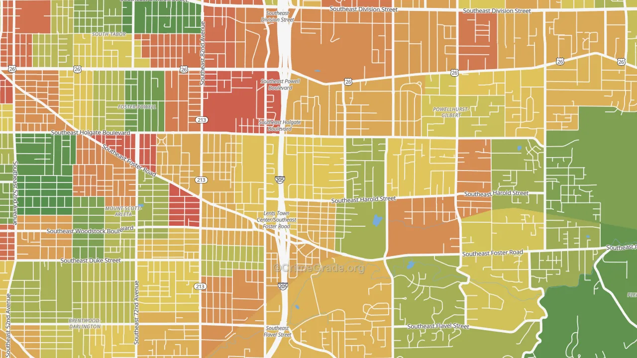97266, OR Map of Theft Rates