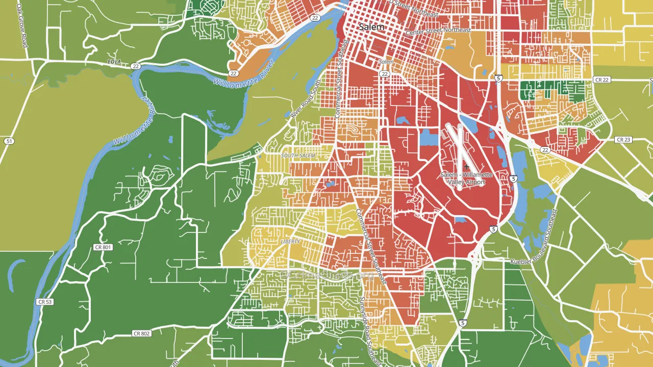 97302, OR Map of Theft Rates