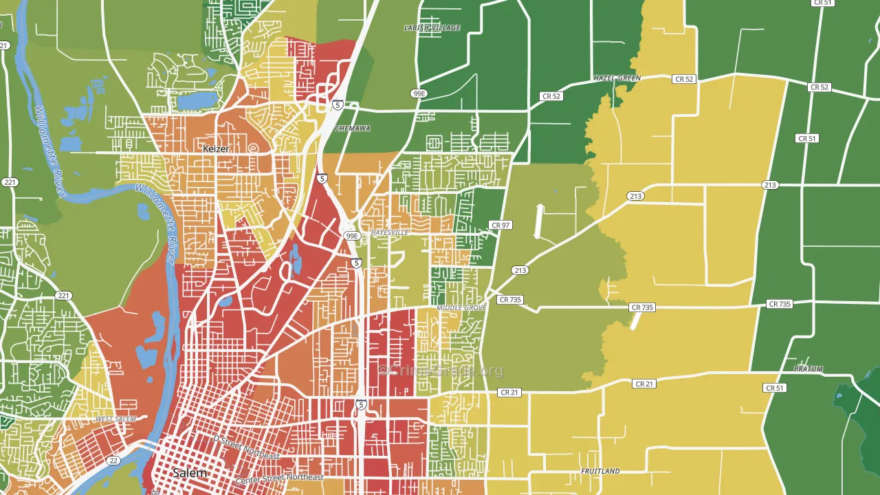 97305, OR Map of Theft Rates