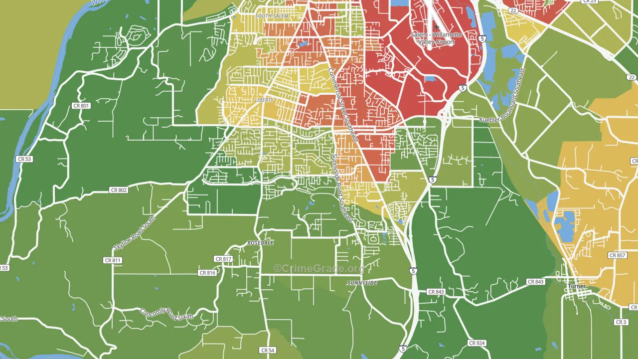 97306, OR Map of Theft Rates