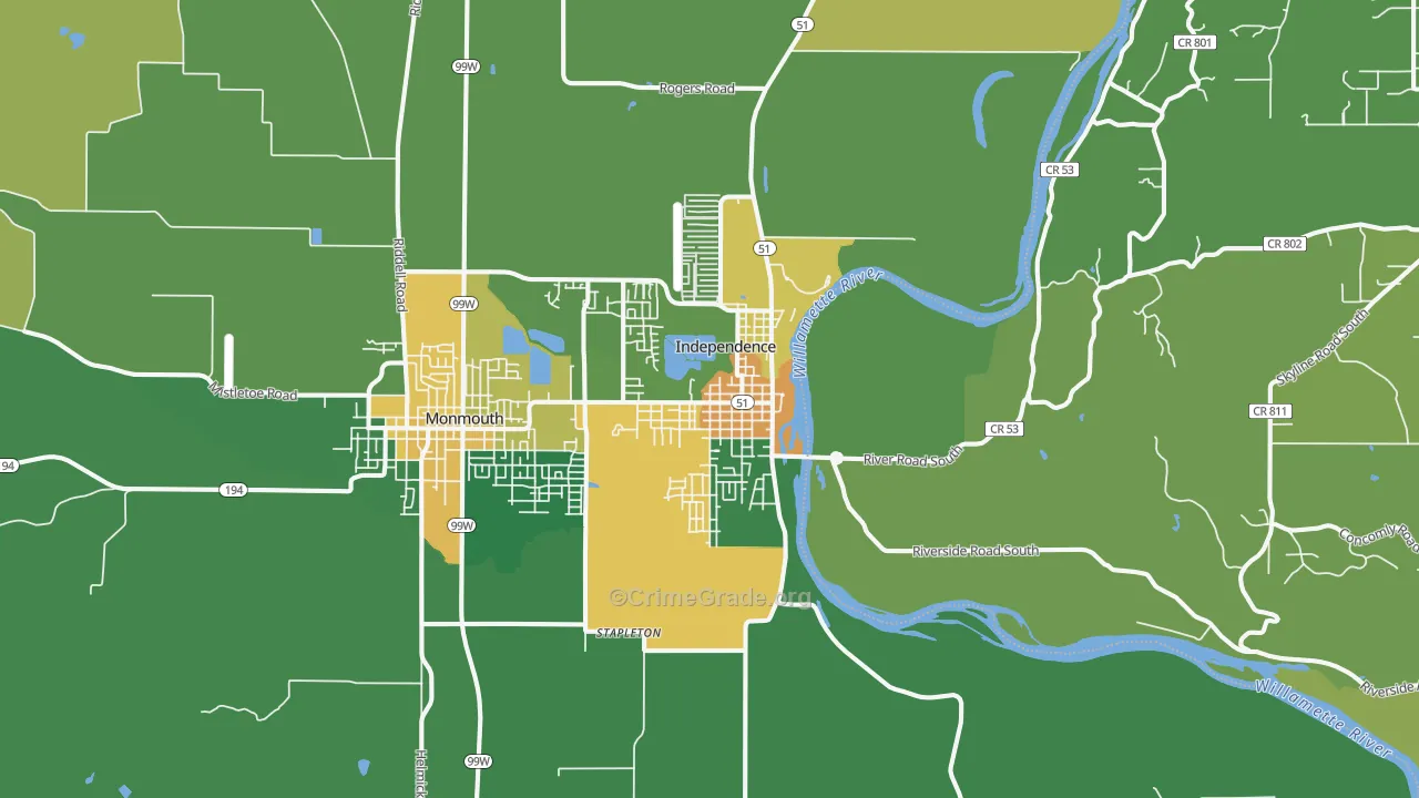 97351, OR Map of Theft Rates
