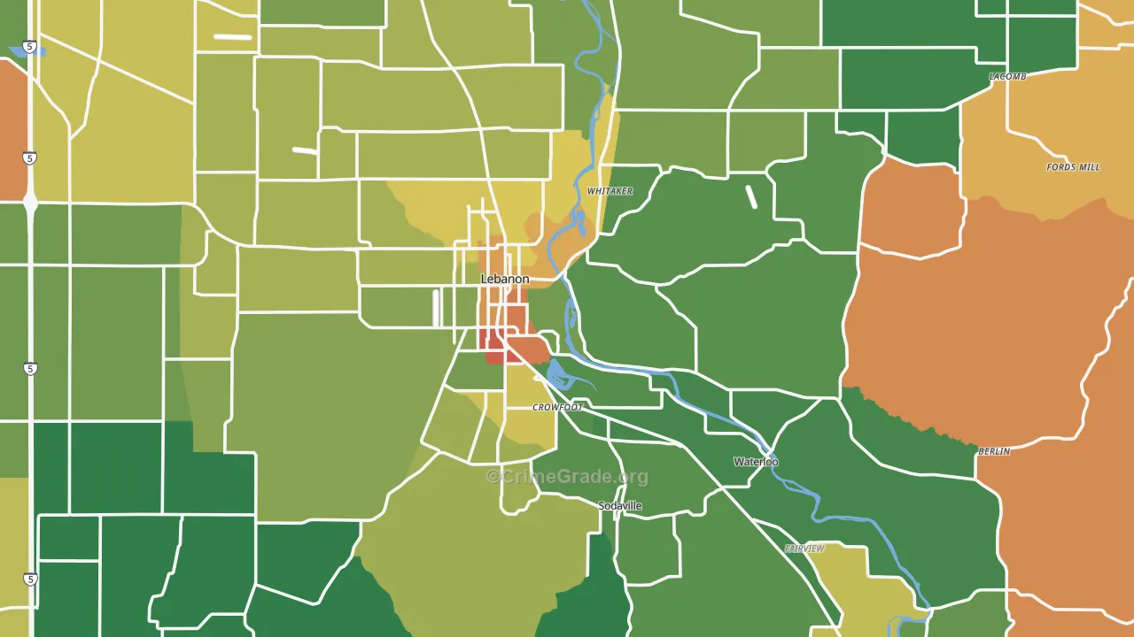 97355, OR Map of Theft Rates