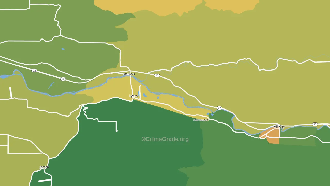 97358, OR Map of Theft Rates