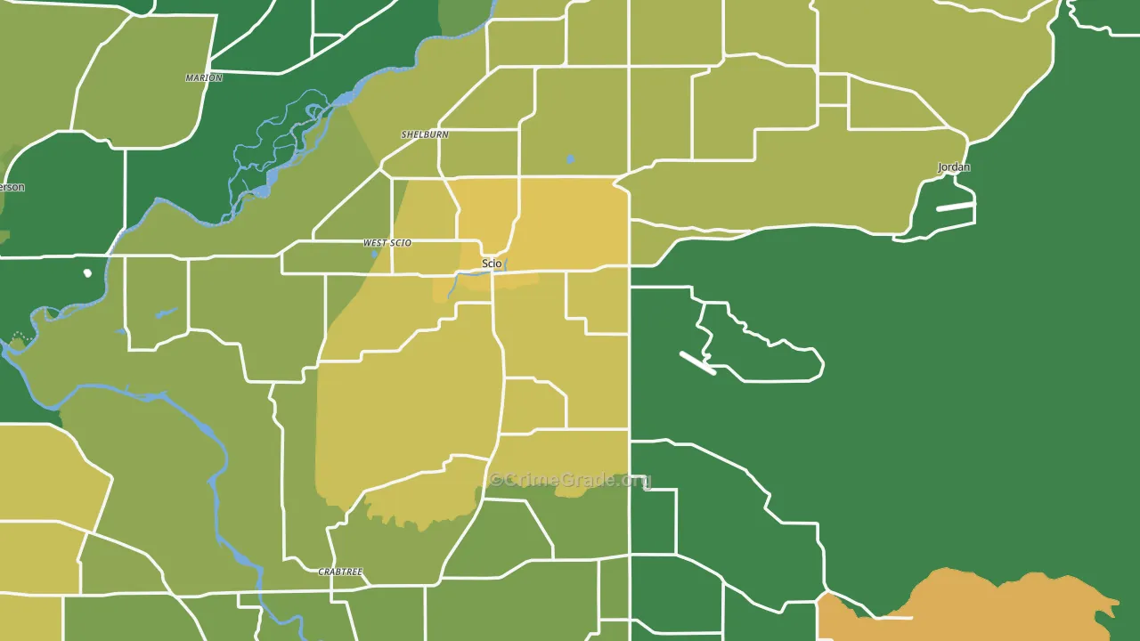 97374, OR Map of Theft Rates