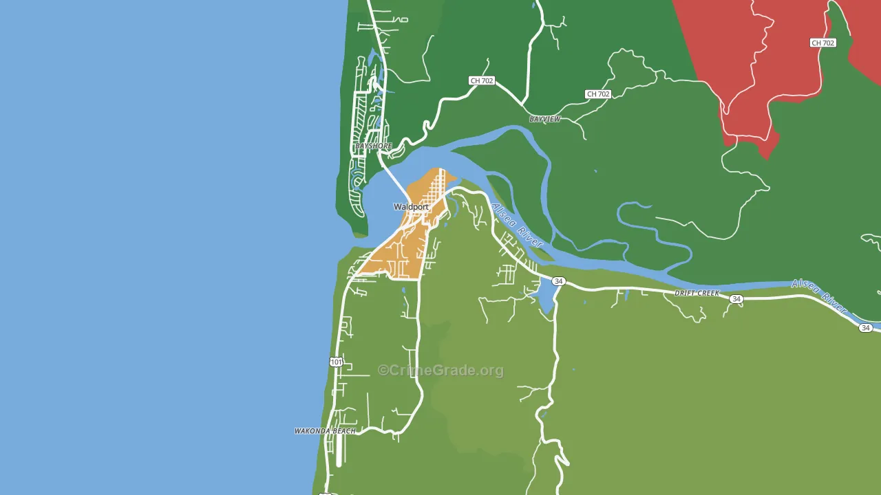 97394, OR Map of Theft Rates