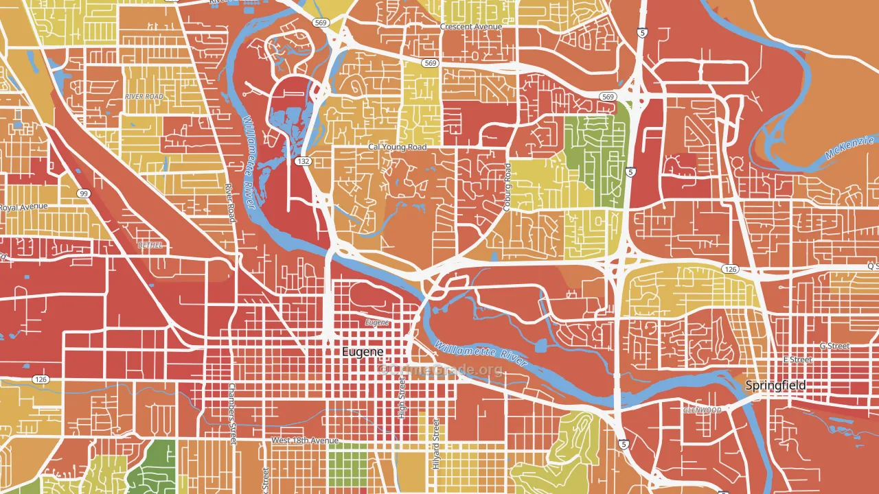 97401, OR Map of Theft Rates