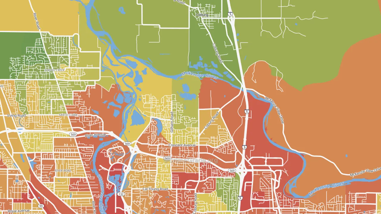 97408, OR Map of Theft Rates