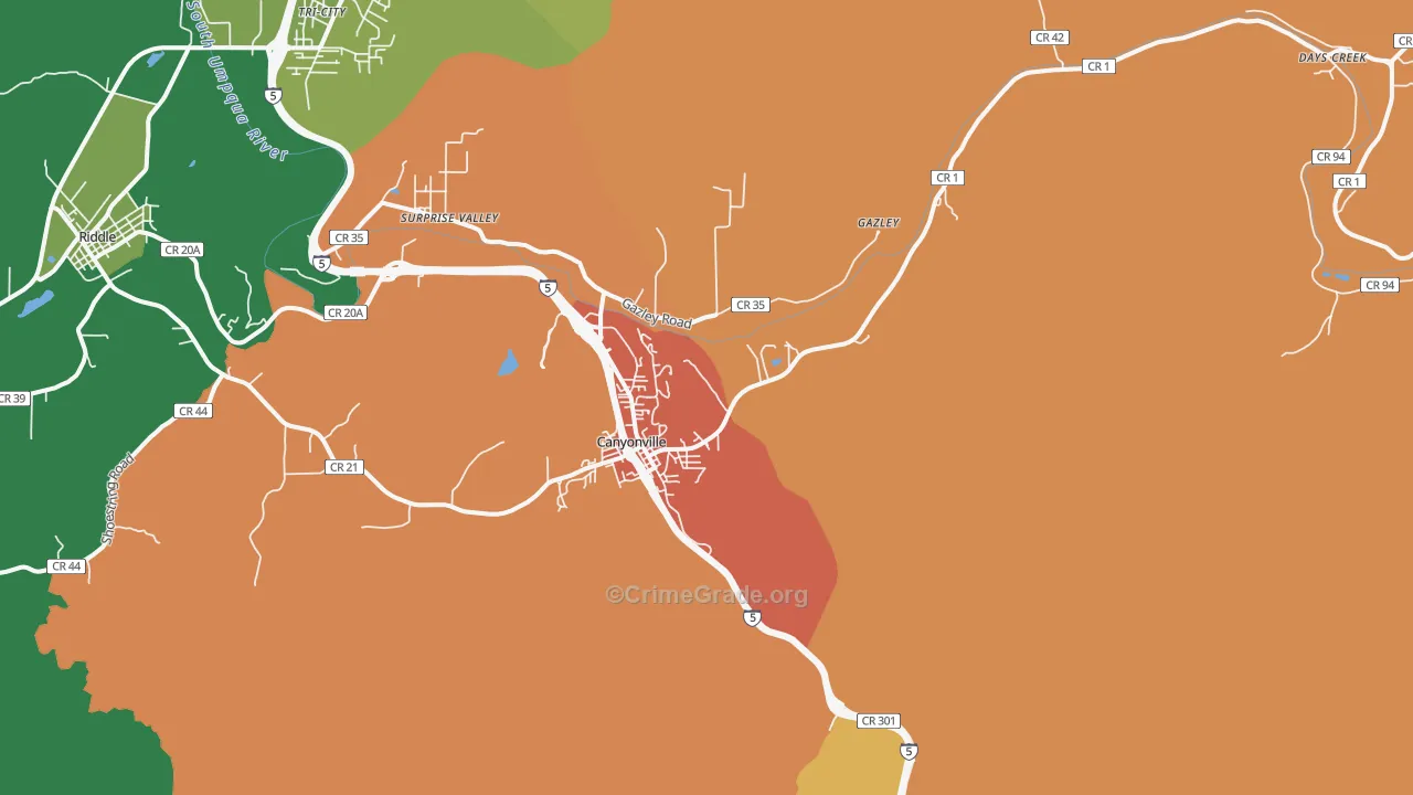 97417, OR Map of Theft Rates