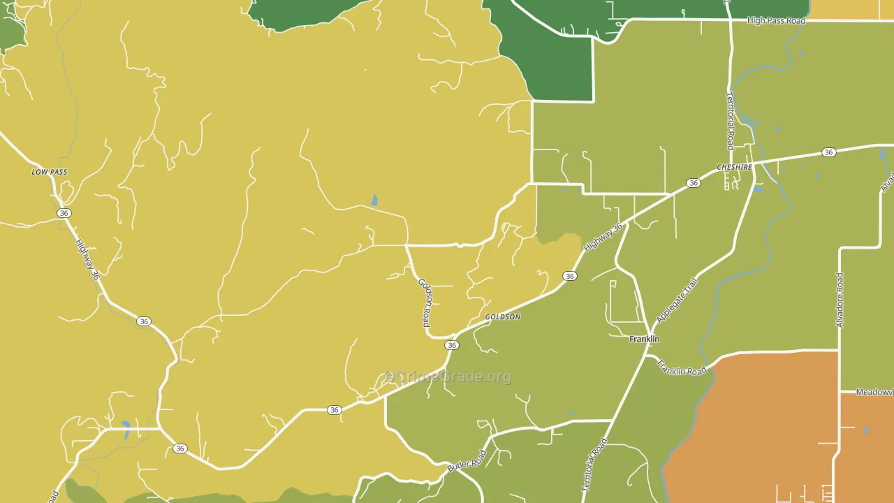 97419, OR Map of Theft Rates