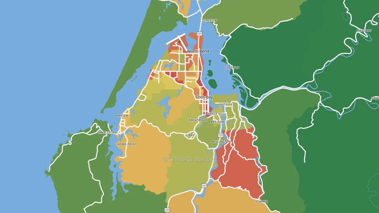 97420, OR Map of Theft Rates