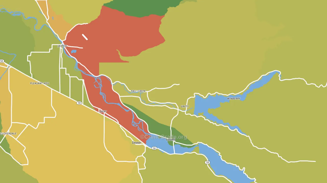 97438, OR Map of Theft Rates