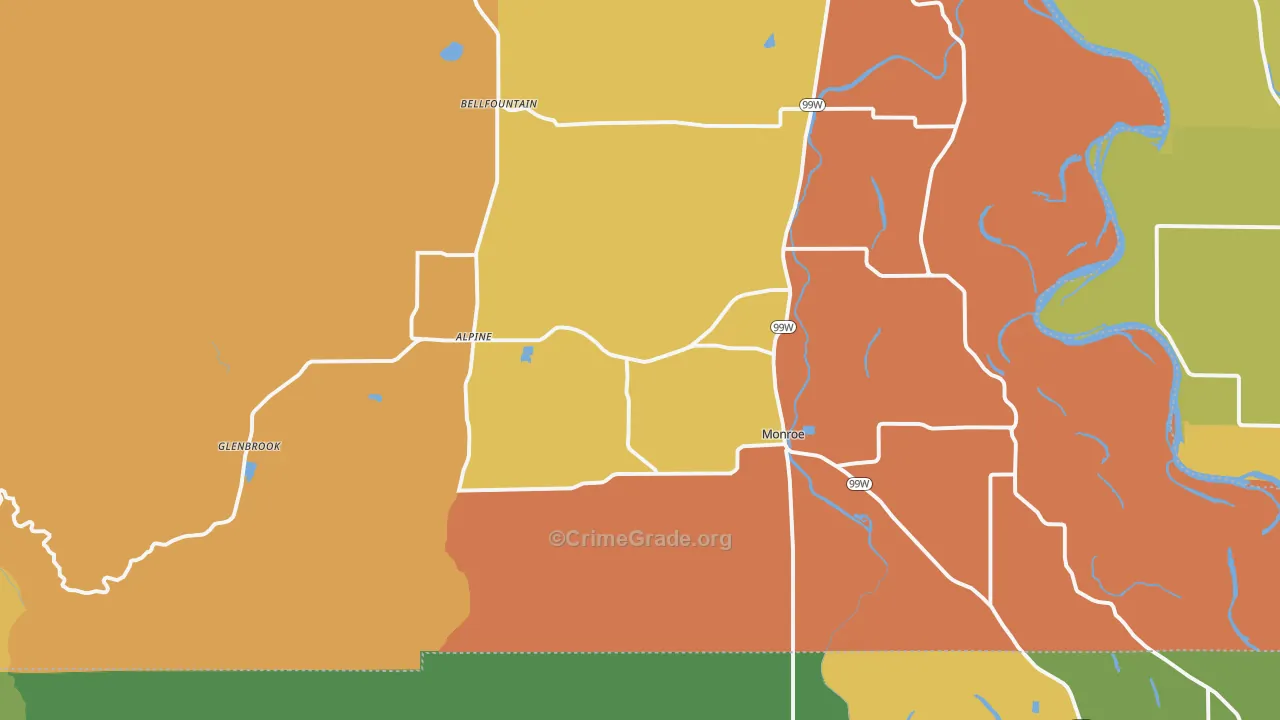 97456, OR Map of Theft Rates