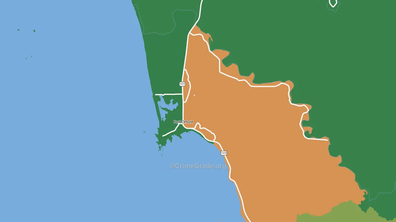 97465, OR Map of Theft Rates