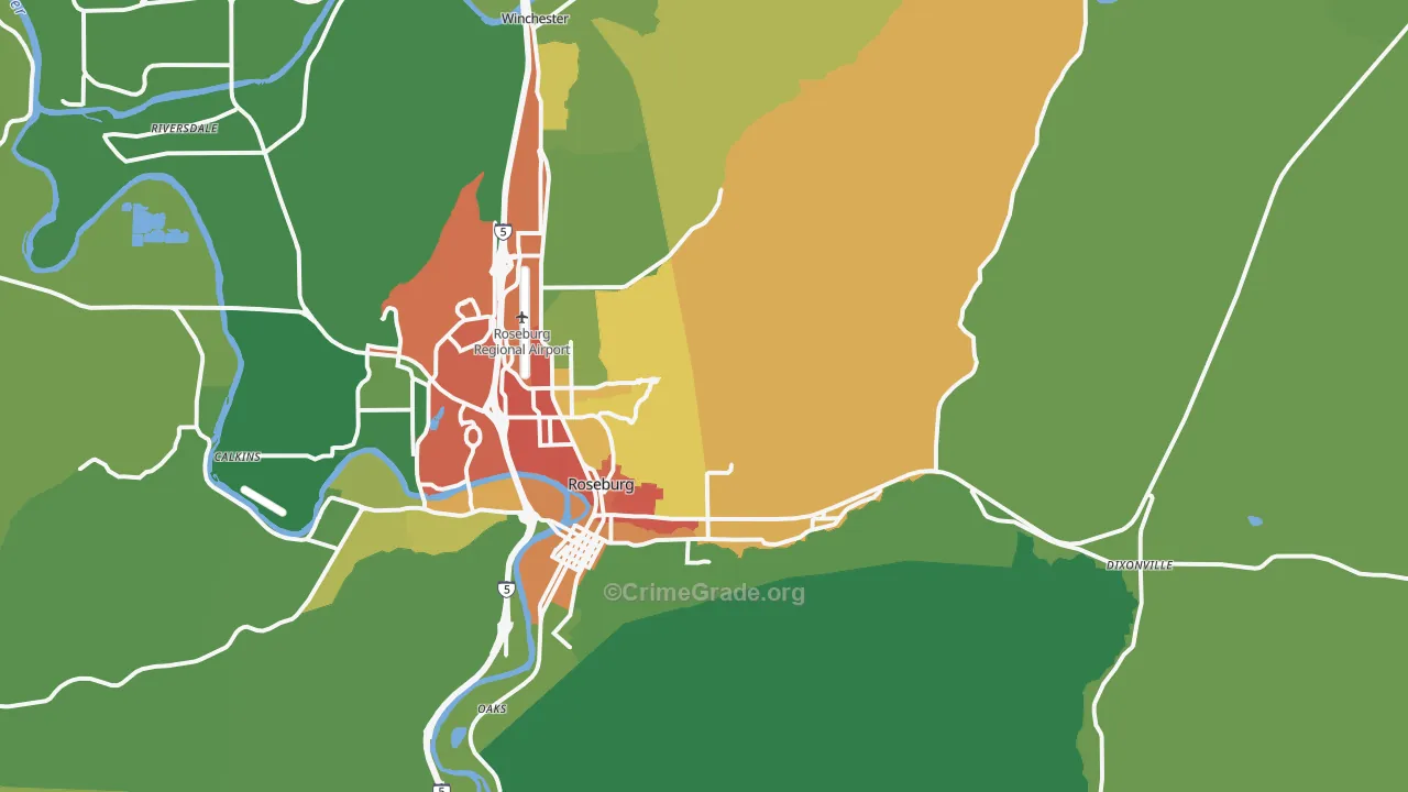 97470, OR Map of Theft Rates