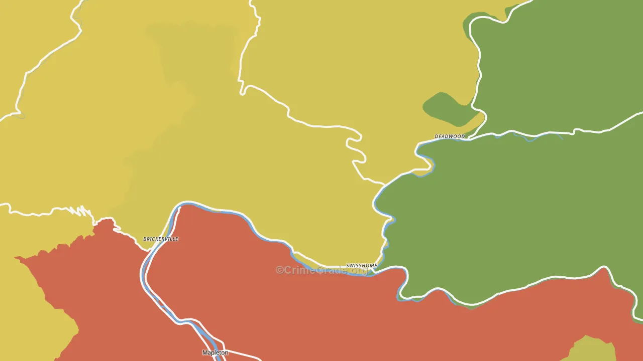 97480, OR Map of Theft Rates
