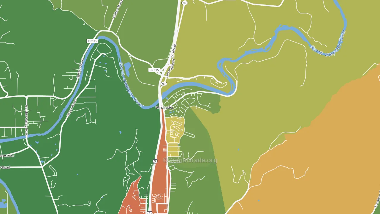 97495, OR Map of Theft Rates