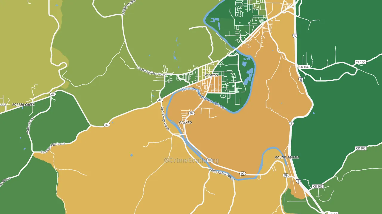97496, OR Map of Theft Rates