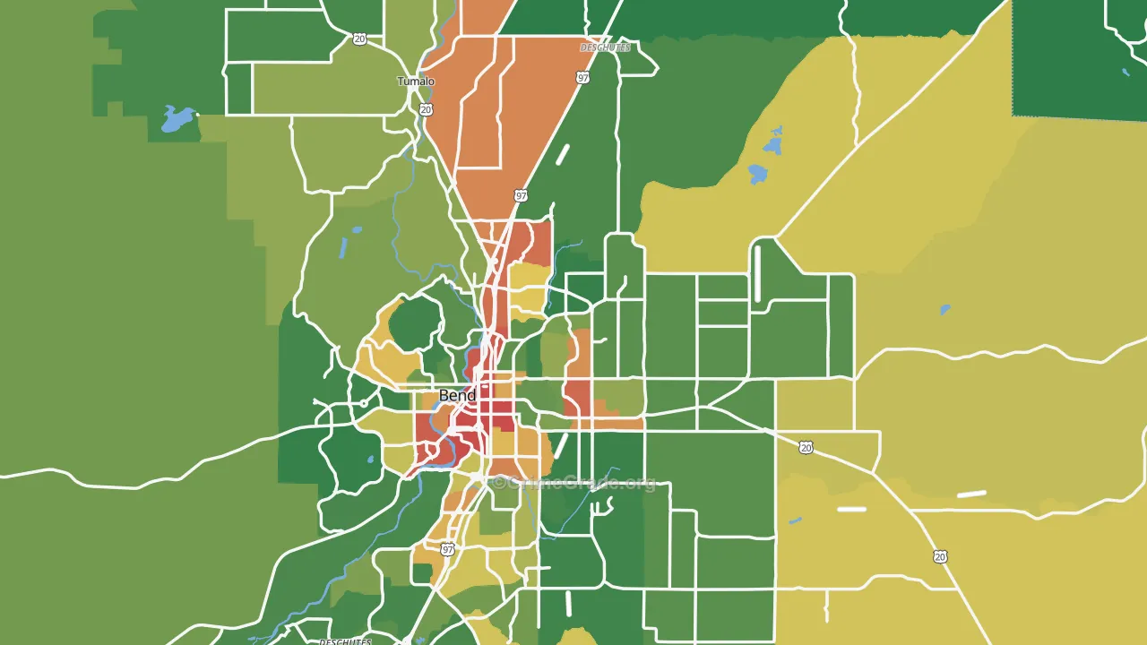 97701, OR Map of Theft Rates