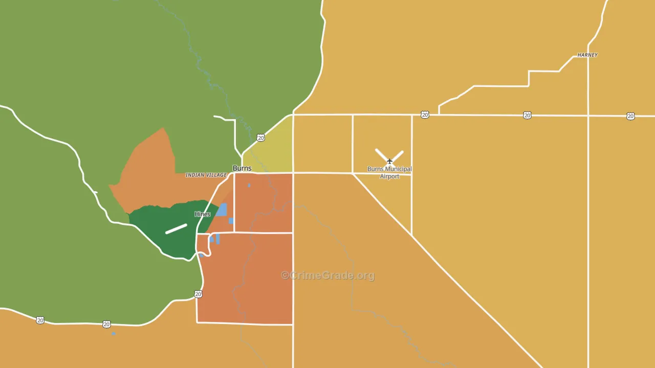 97720, OR Map of Theft Rates