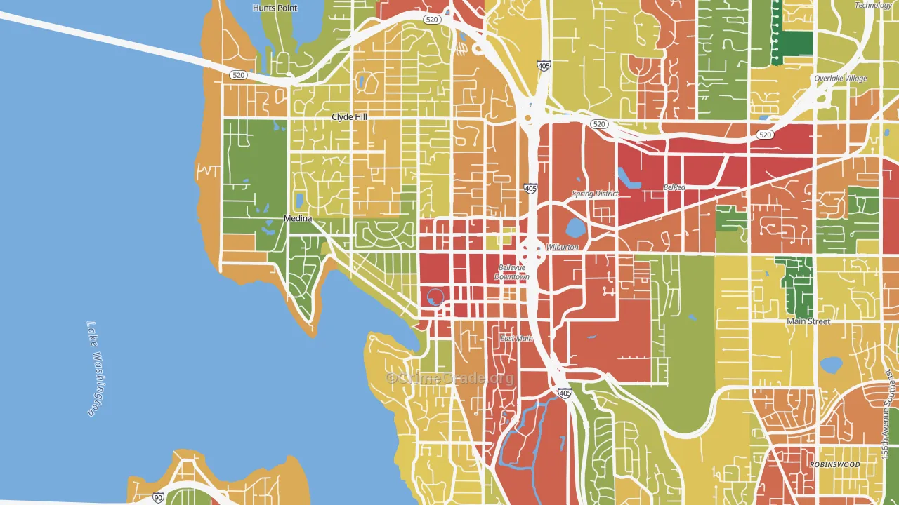 98004, WA Map of Theft Rates