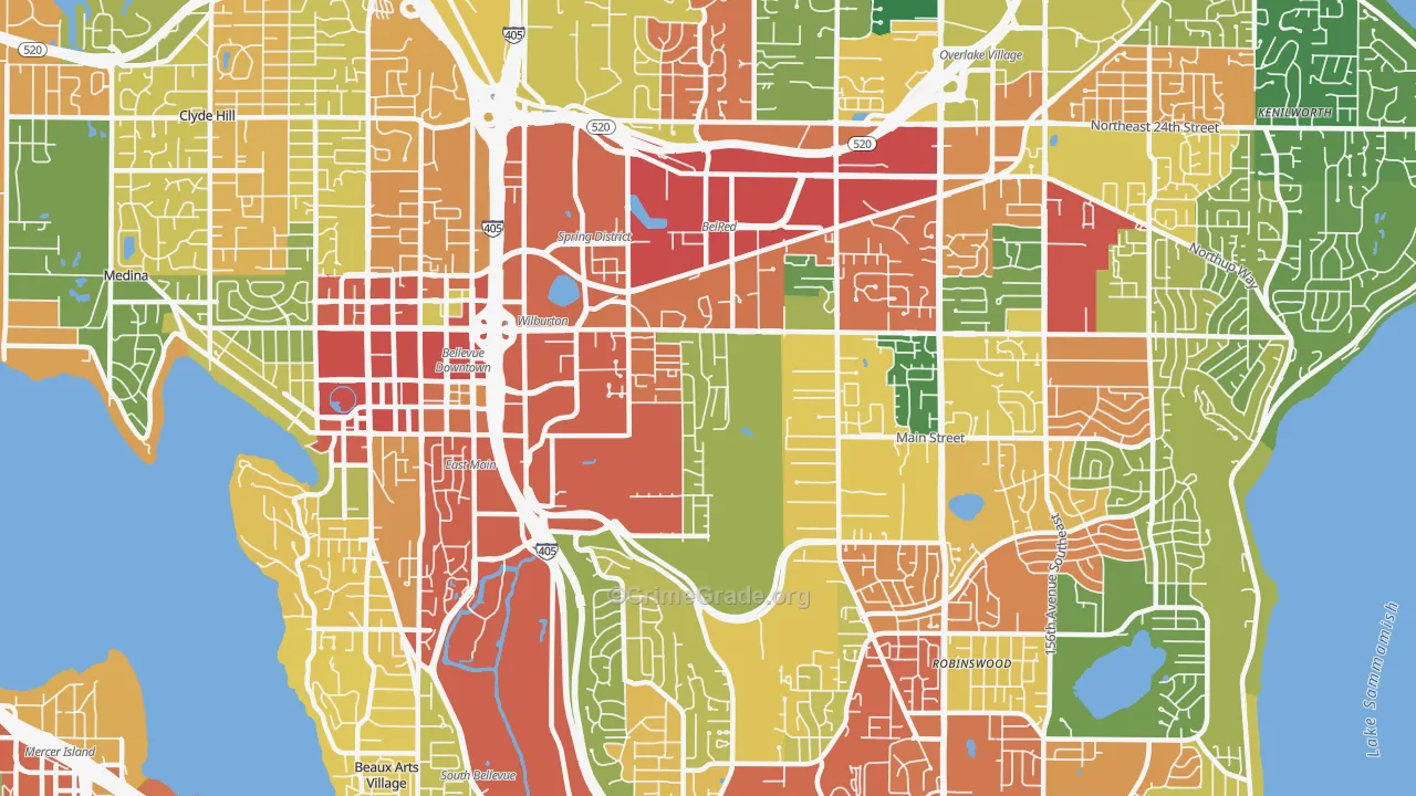 98005, WA Map of Theft Rates