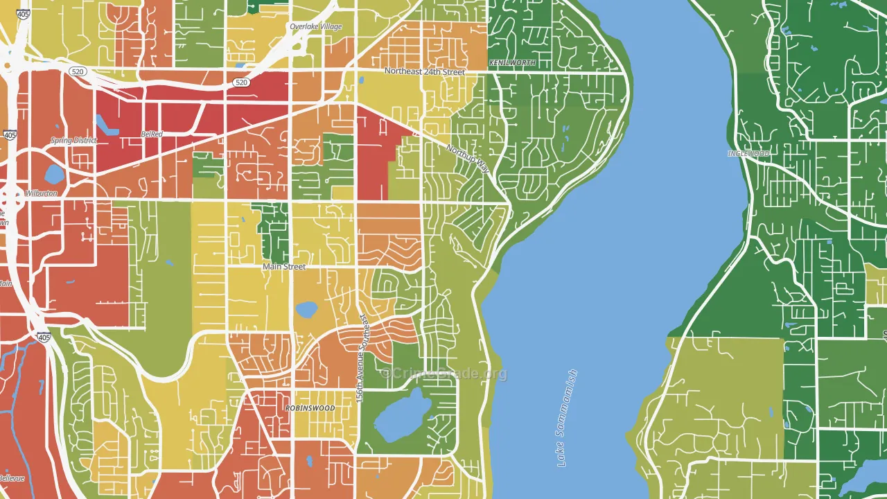 98008, WA Map of Theft Rates