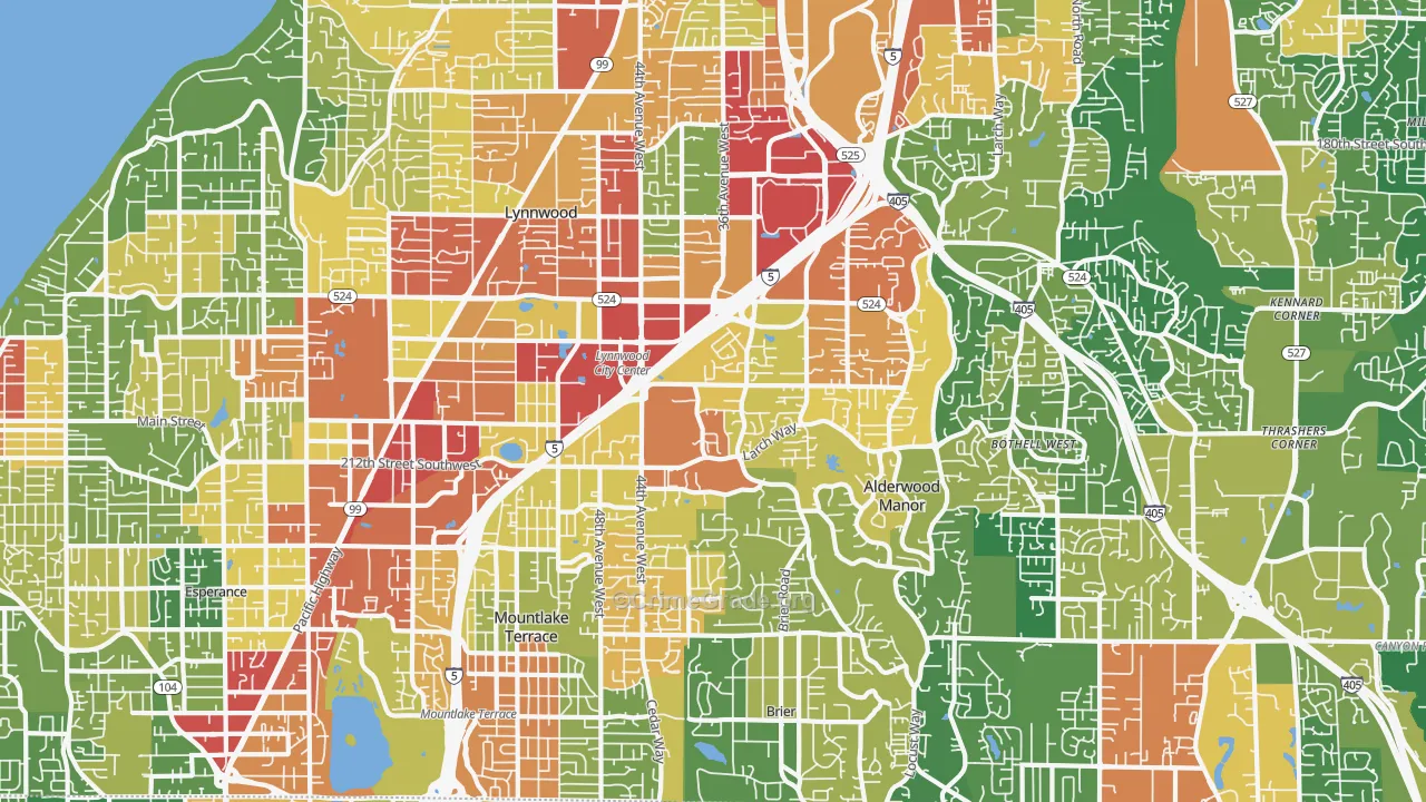 98036, WA Map of Theft Rates