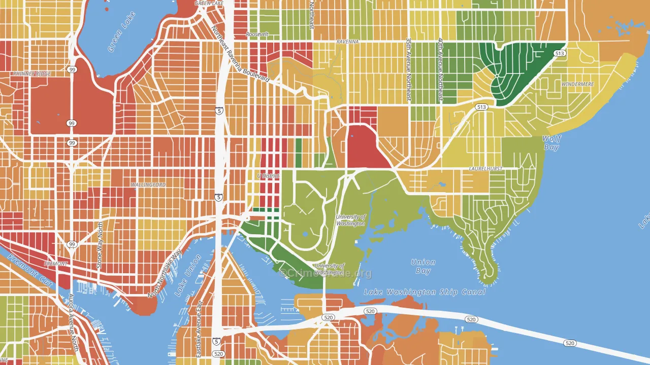 98195, WA Map of Theft Rates