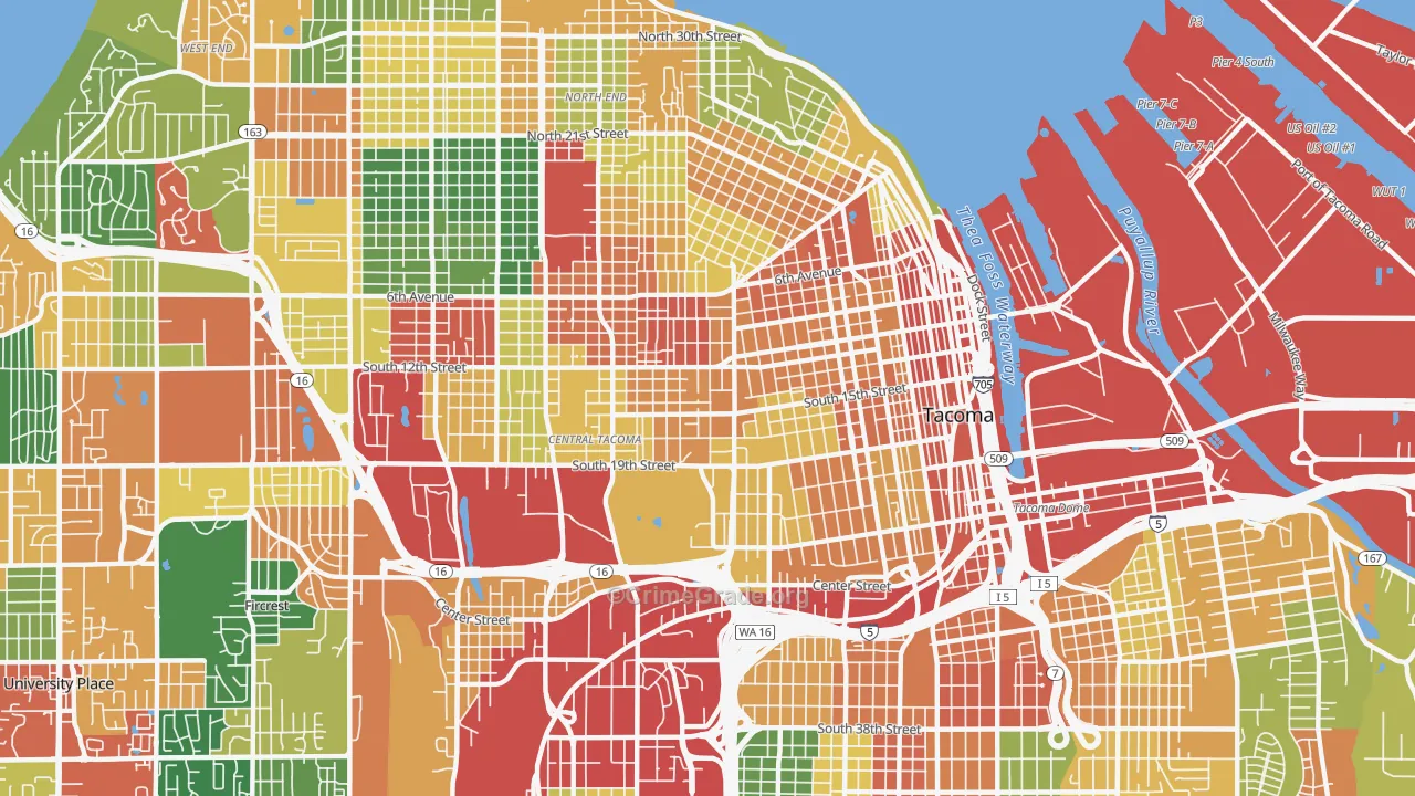 98405, WA Map of Theft Rates