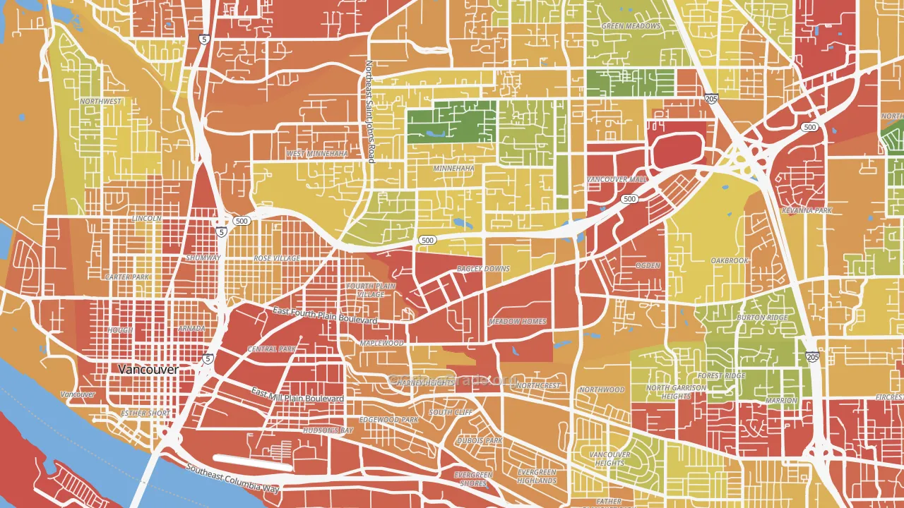 98661, WA Map of Theft Rates