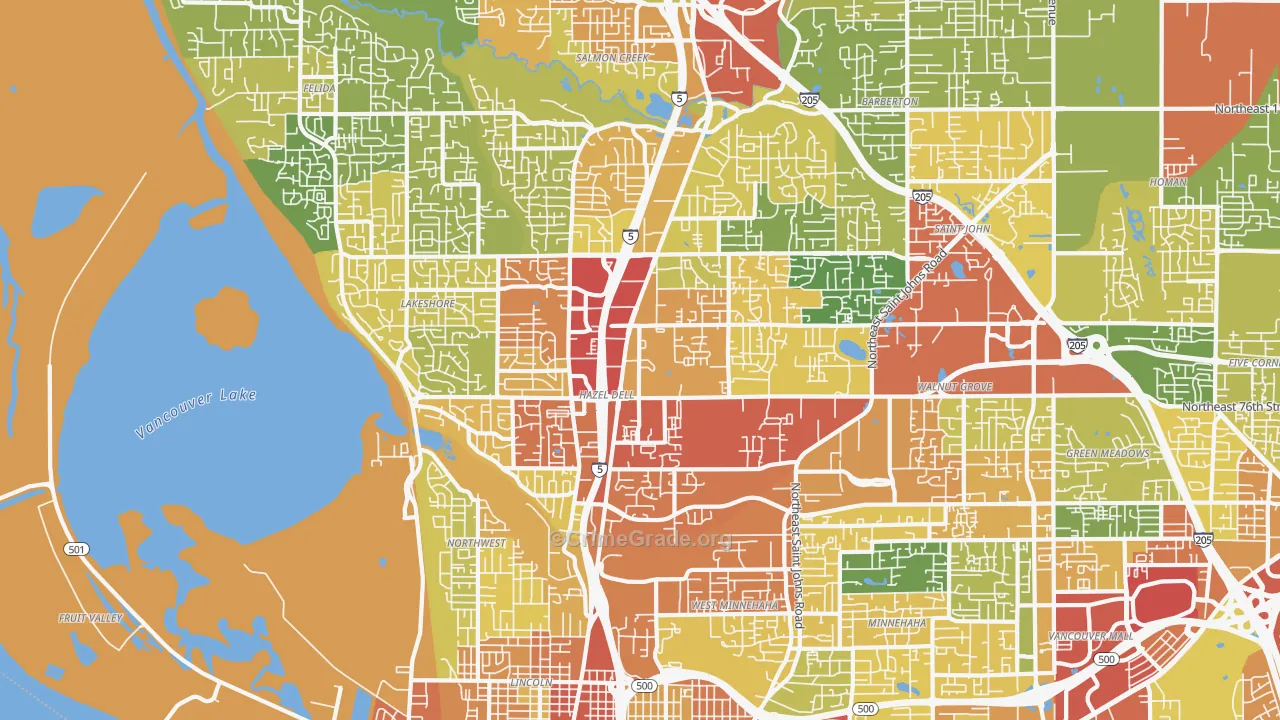 98665, WA Map of Theft Rates