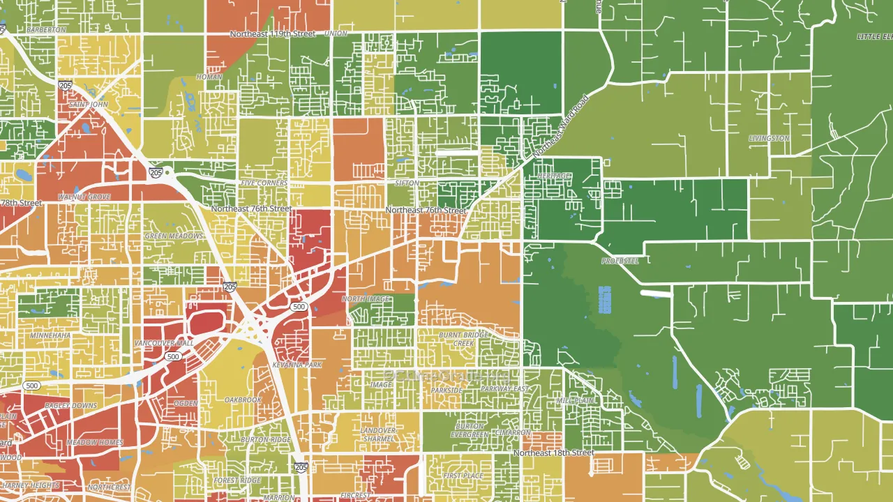 98682, WA Map of Theft Rates