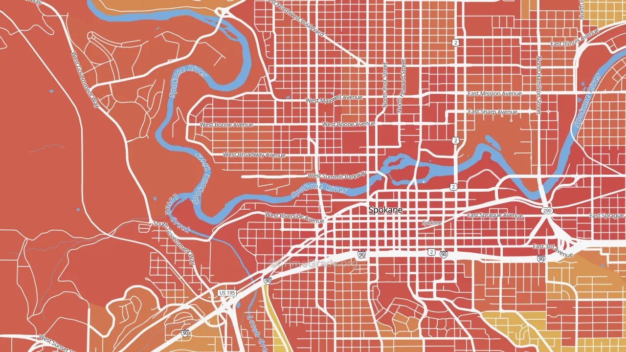 99201, WA Map of Theft Rates