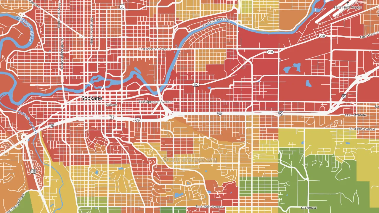 99202, WA Map of Theft Rates