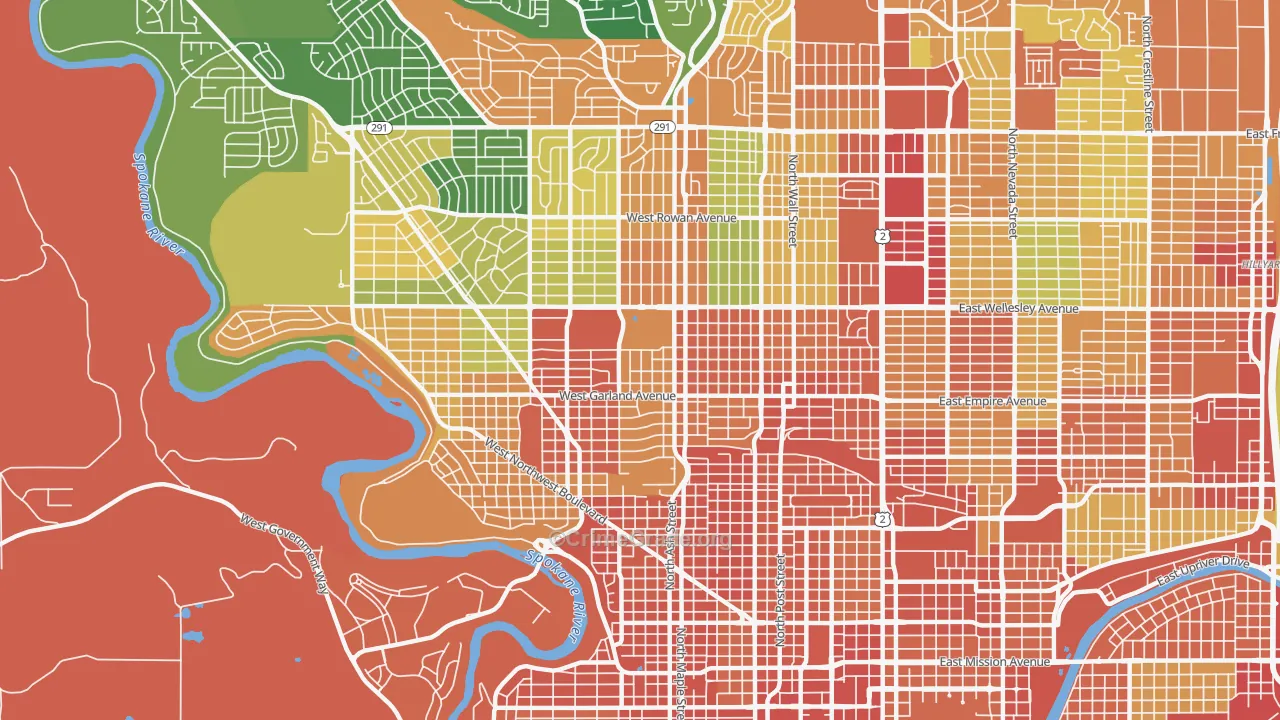 99205, WA Map of Theft Rates