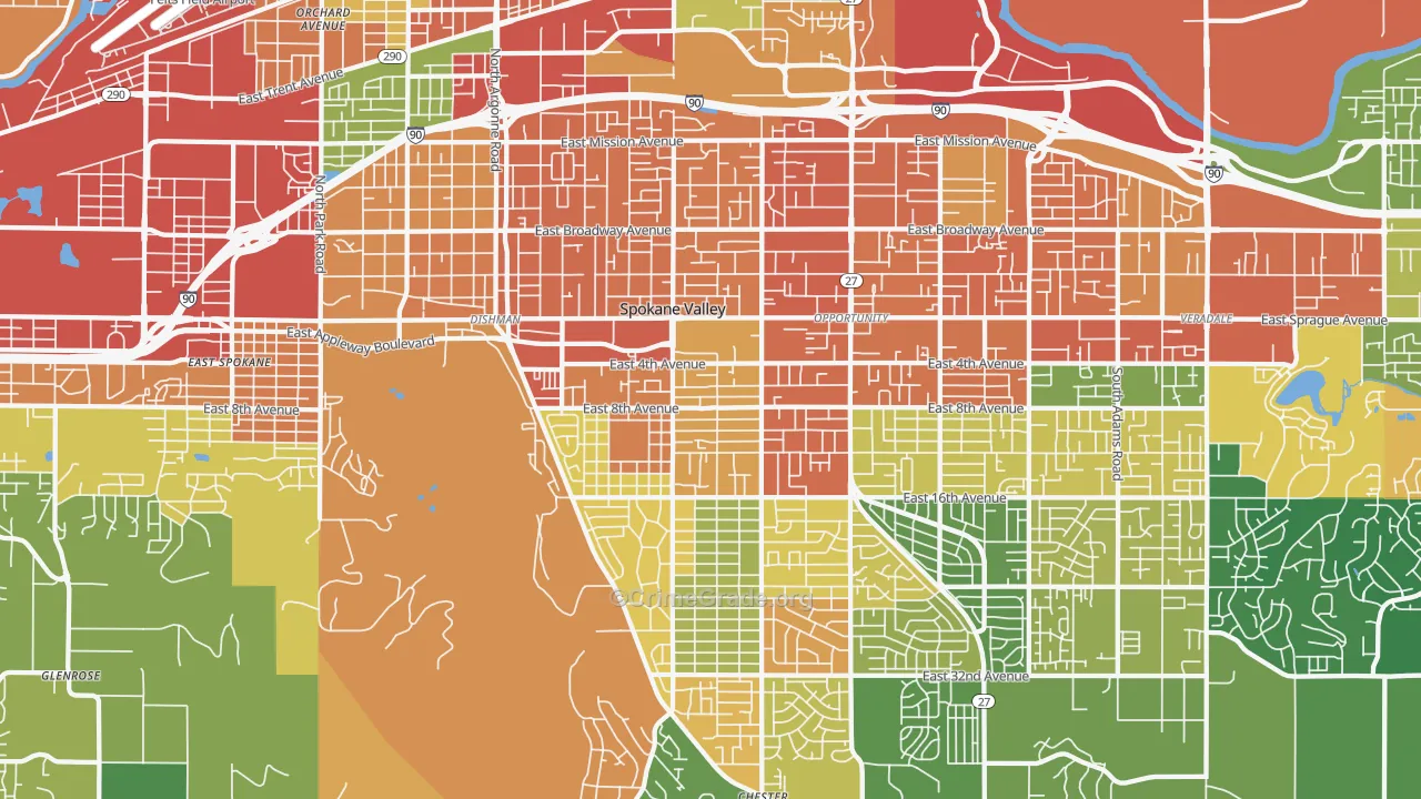99206, WA Map of Theft Rates