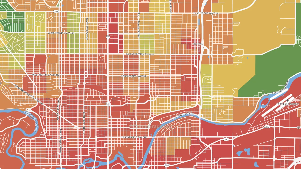 99207, WA Map of Theft Rates