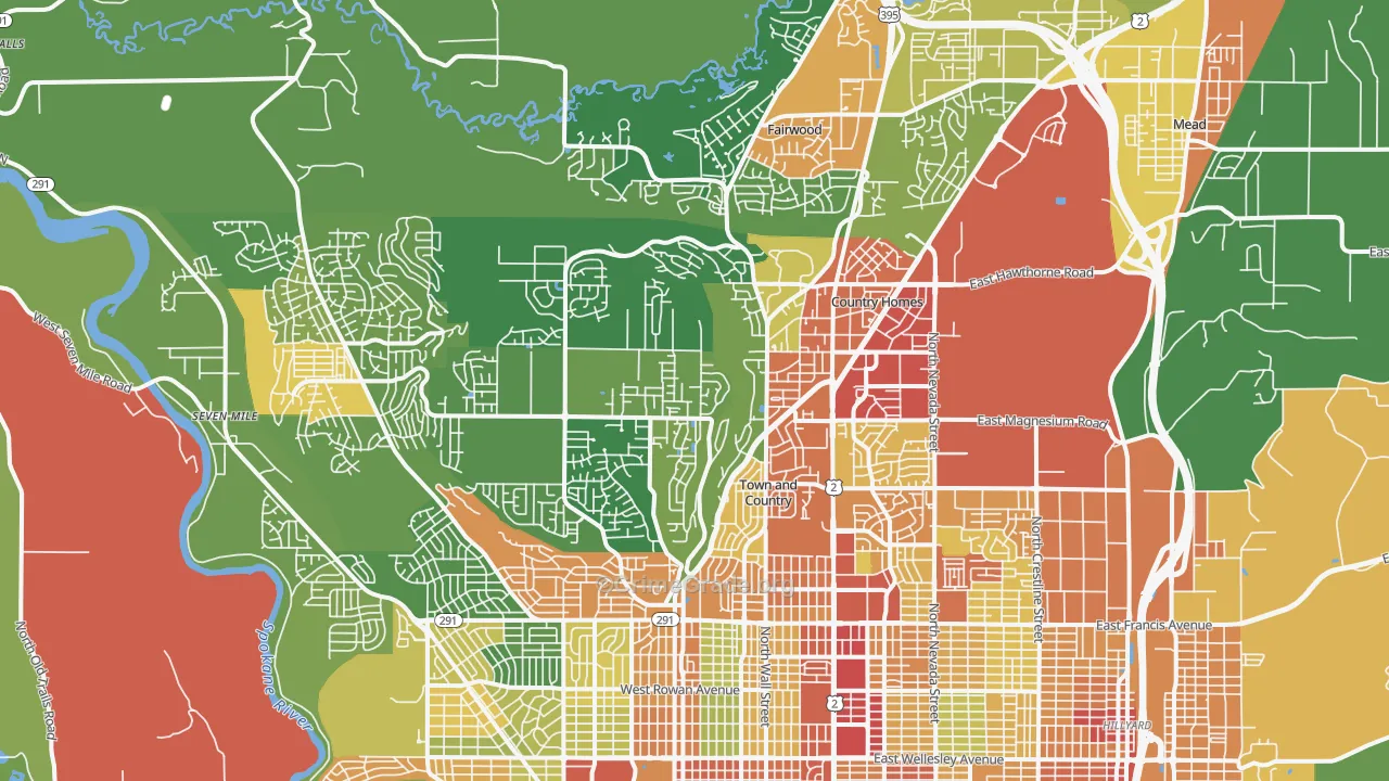 99208, WA Map of Theft Rates