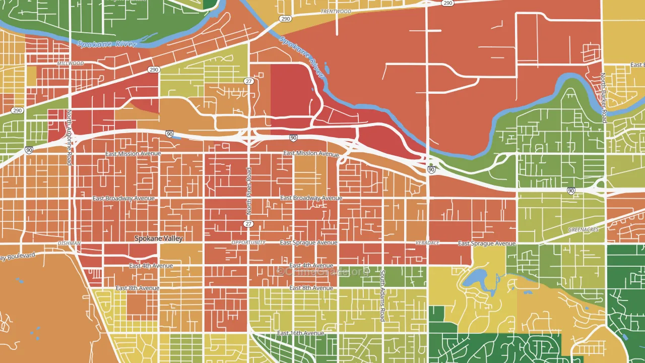 99216, WA Map of Theft Rates