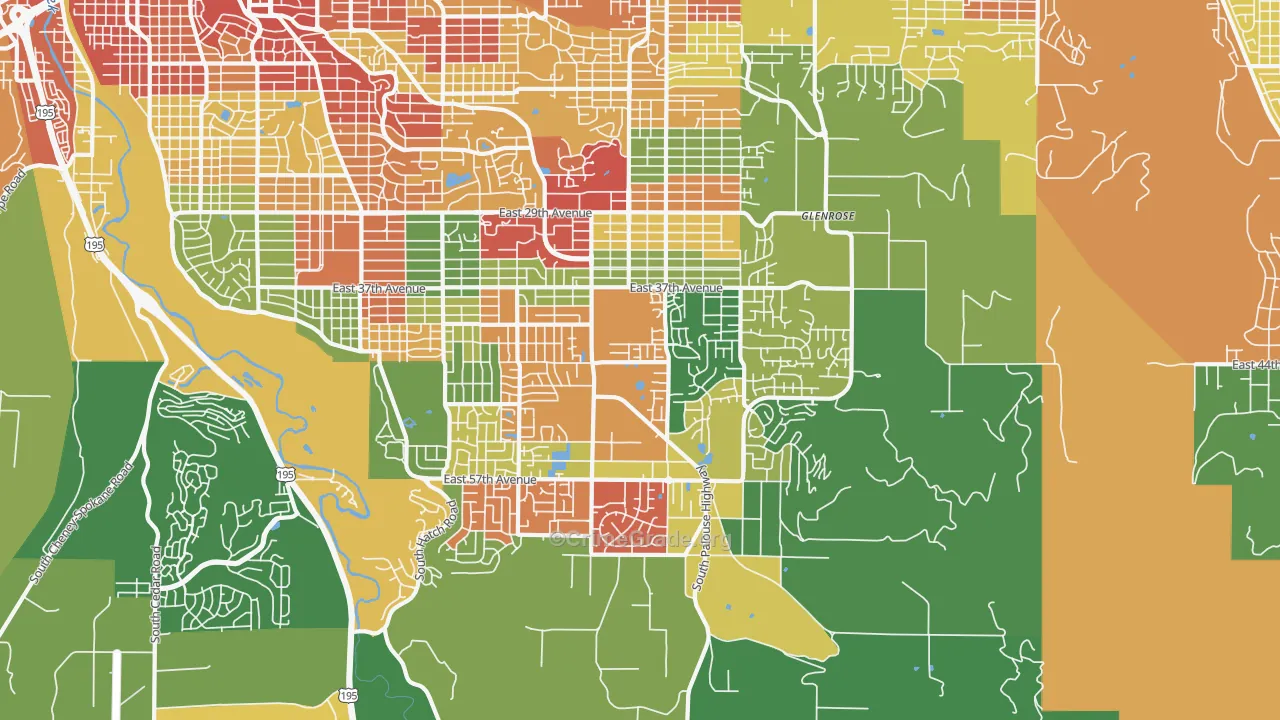 99223, WA Map of Theft Rates