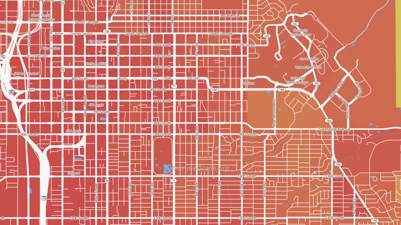 9th and 9th, Salt Lake City, UT Map of Theft Rates
