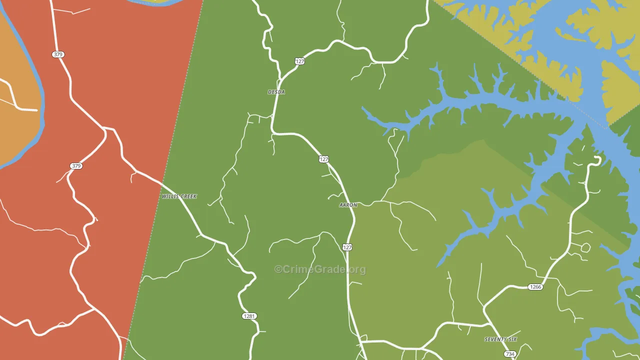 Aaron, KY Map of Theft Rates