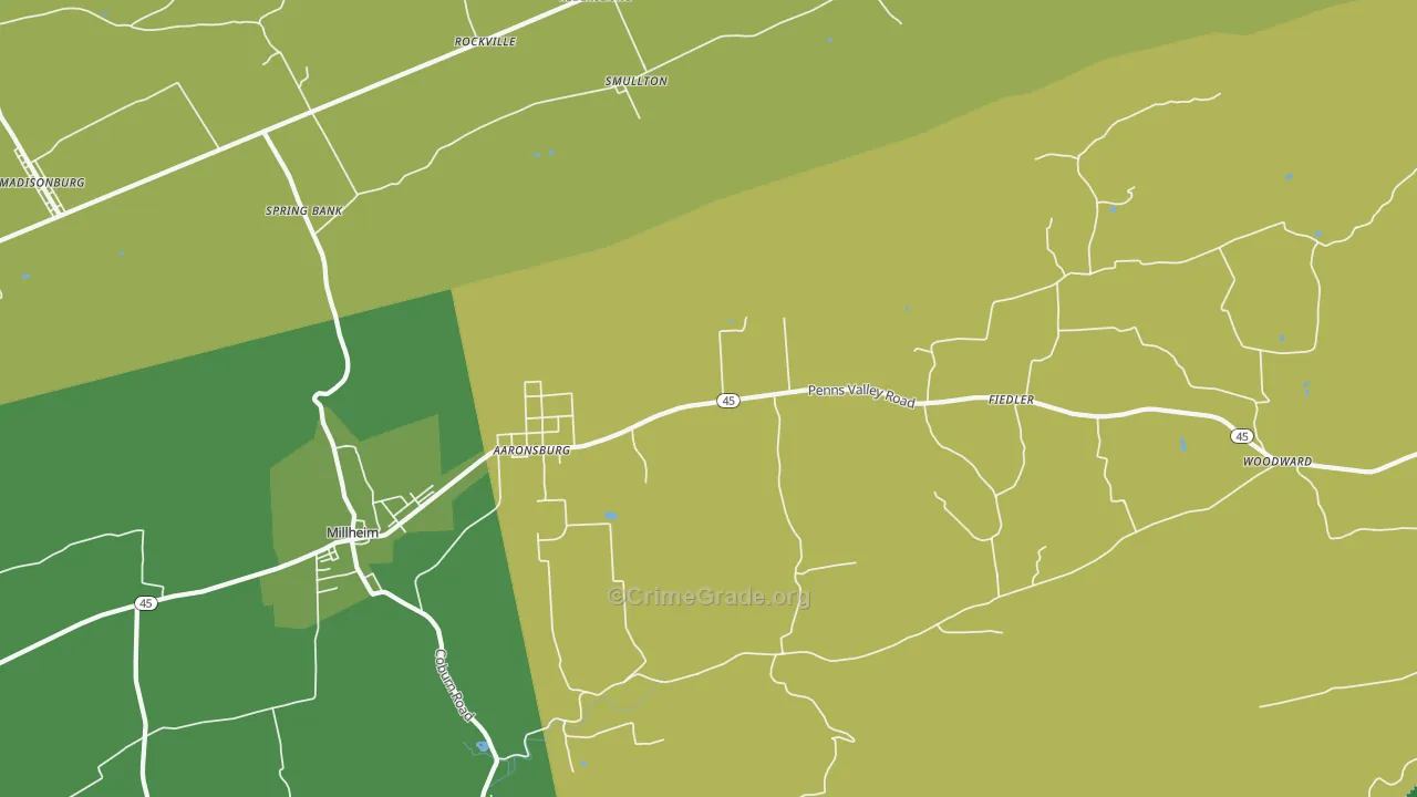 Aaronsburg, PA Map of Theft Rates